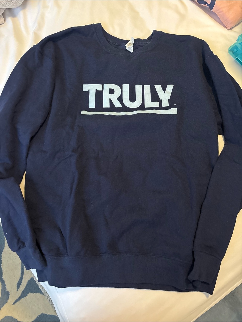TRULY Navy Sweatshirt with White Logo